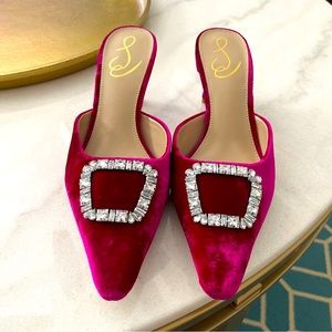 NWT Sam Edelman Brit Mule Heels in Raspberry Velvet | Size 7